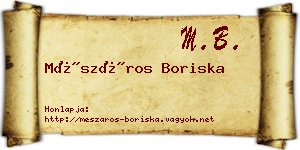 Mészáros Boriska névjegykártya